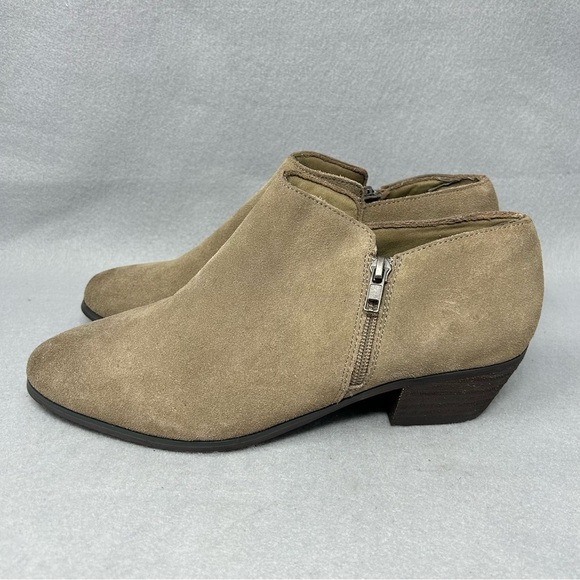 Very Volatile Los Angeles Heeled Ankle Bootie Womens 10 Tan Suede Zip Up - Picture 4 of 13